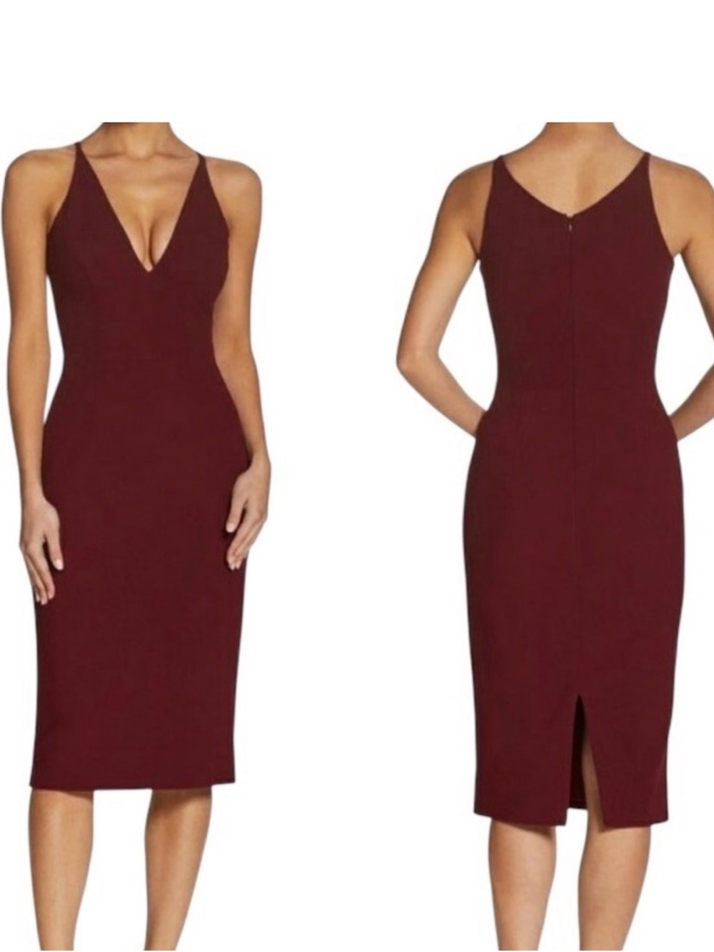 Dress the Population Lyla Burgundy Midi Dress